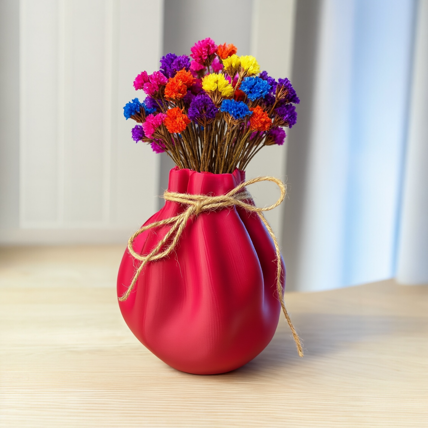 Rustik Ipli Vazo – Kese Görünümlü Modern Dekor | Kabuk Factory Tasarımı