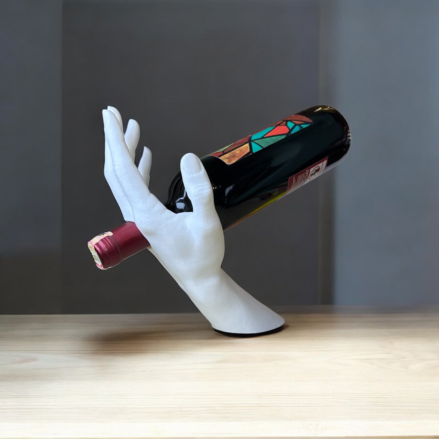 Şarap Şişesi Tutucu Stand - El Tasarımlı | Kabuk Factory Tasarımı