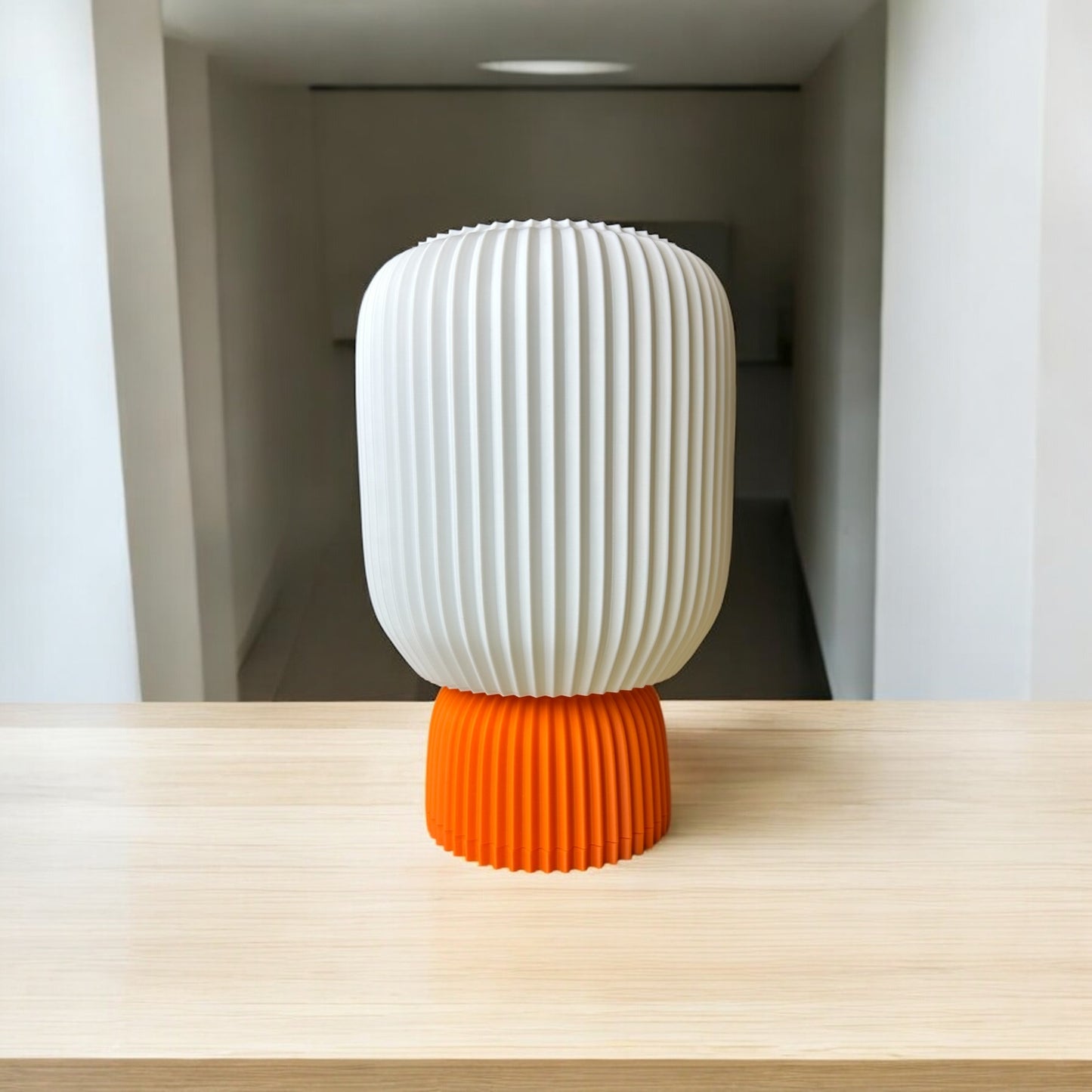 Masa Lambası Modern Spiral – Turuncu Tabanlı Tasarım Abajur | Kabuk Factory Tasarımı