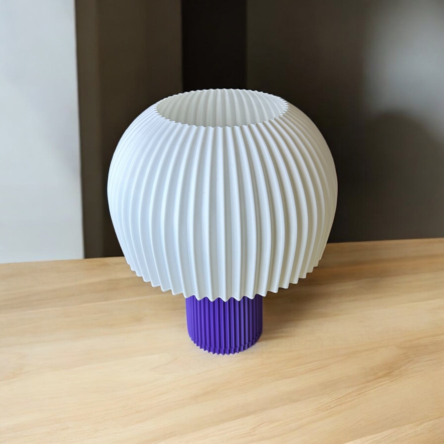 Masa Lambası Modern Spiral Mantar – Mor Tabanlı Tasarım Abajur | Kabuk Factory Tasarımı