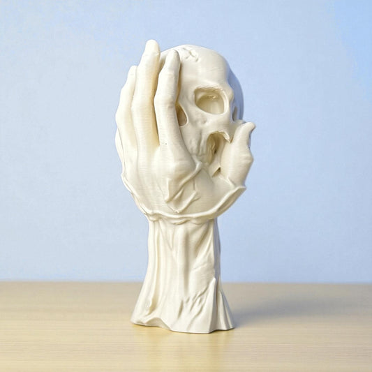 “Sessiz Çığlık” Heykel – Modern Soyut Kafatası ve El Figürü | Kabuk Factory Tasarımı