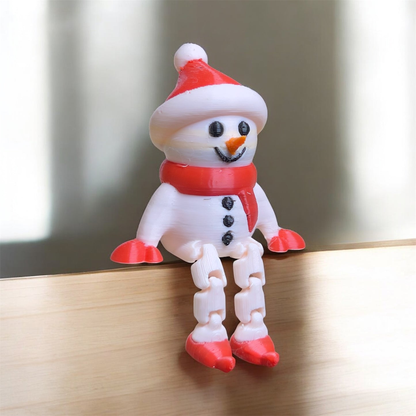 🎄 Sallanan Bacaklı Mini Kardan Adam – Yılbaşı Dekor Figürü | Kabuk Factory Tasarımı