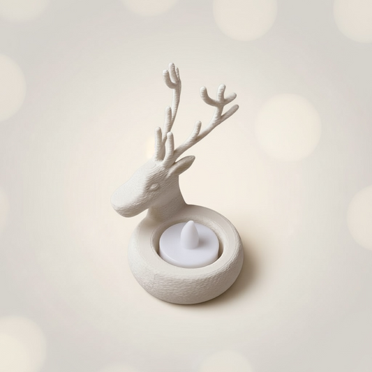 🦌🕯️ Geyik Mumluk – Sade & Doğal Kış Dekoru | Kabuk Factory Tasarımı