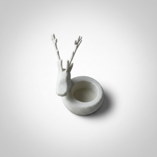 🦌🕯️ Geyik Mumluk – Sade & Doğal Kış Dekoru | Kabuk Factory Tasarımı